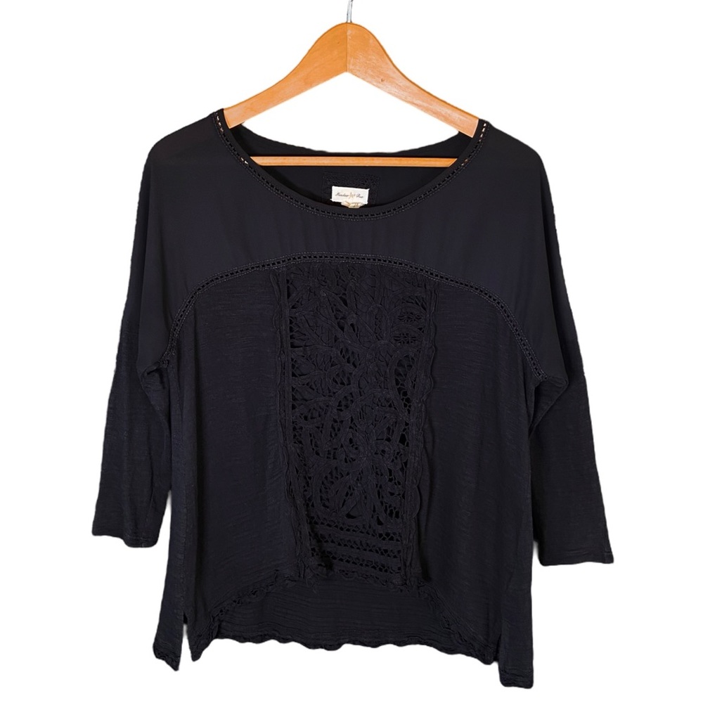 Anthropologie Shirt Women’s Small Tayrona Blouse Black Top Prairie Cottagecore S